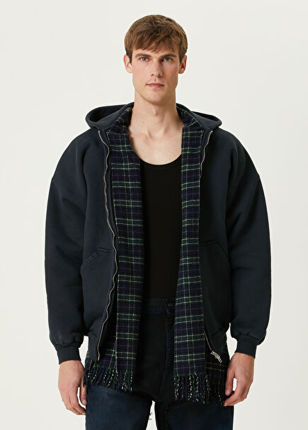 Unity Sports Icon Navy Blue Scarf Detailed Coat