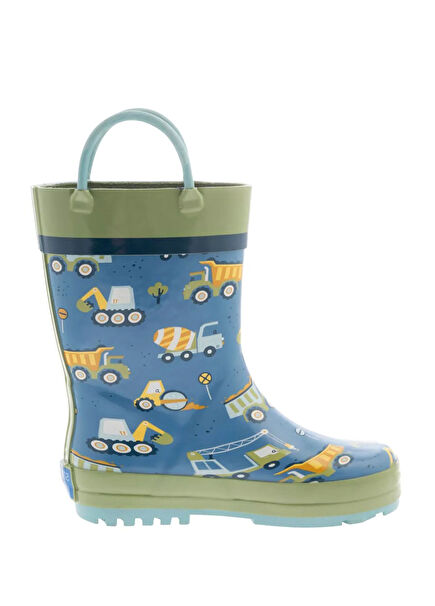 İnşaat Makineleri Desenli Erkek Çocuk Yağmur Çizmesi