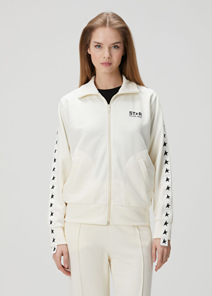 Krem Yıldız Şeritli Ceket