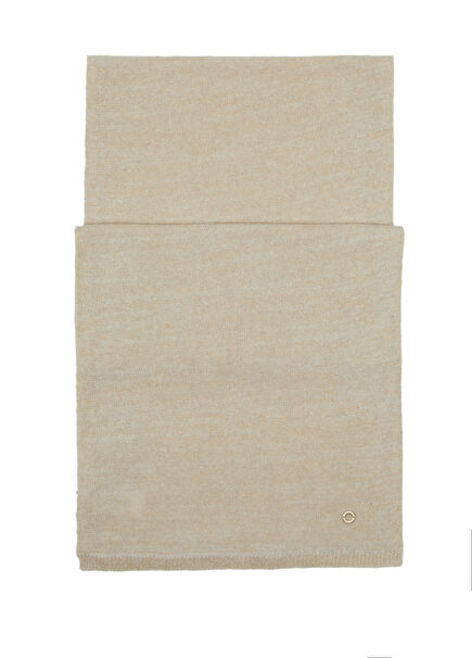 Ekru Simli Kadın Kaşmir Karışımlı Yün Atkı