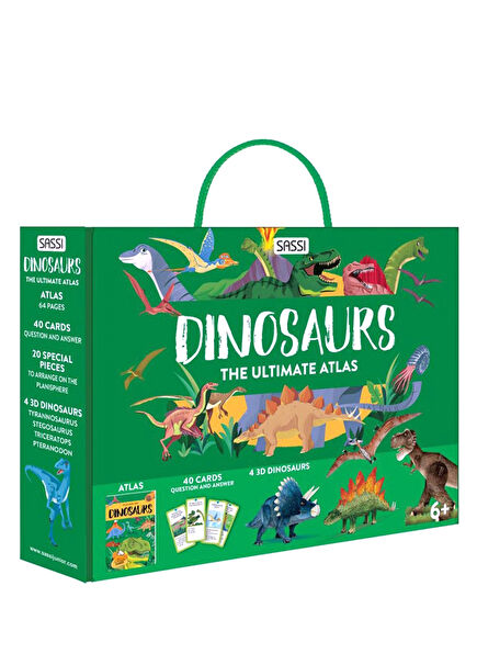  Dinozorlar Atlas Ayaklı Figür Puzzle Çocuk Yabancı Dil Kitabı