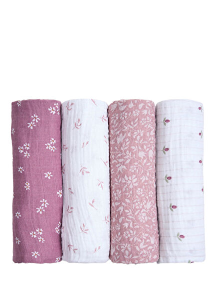 Heritage Floral Organic Cotton Muslin 4-Piece Baby Blanket