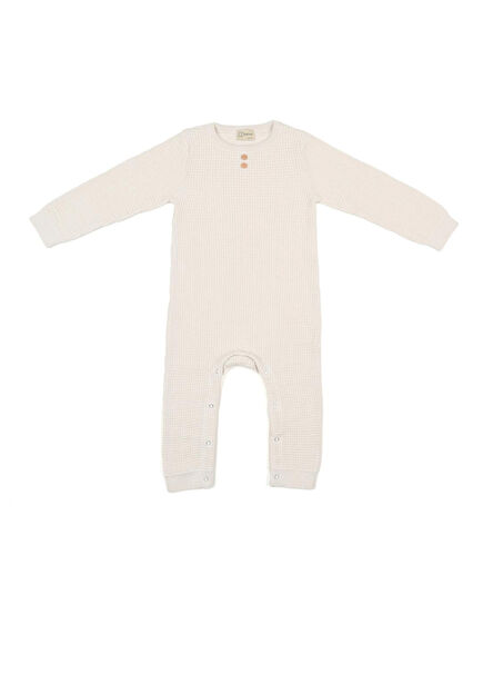 Waffle Organic Cotton Cream Unisex Baby Jumpsuit