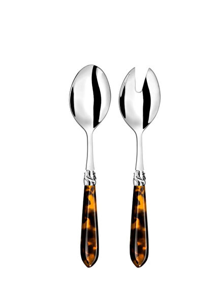 Diana Natural Tortoise Steel Salad Serving Set
