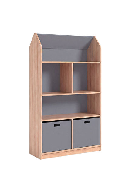 Toy House Grey Wooden Children's Bookshelf