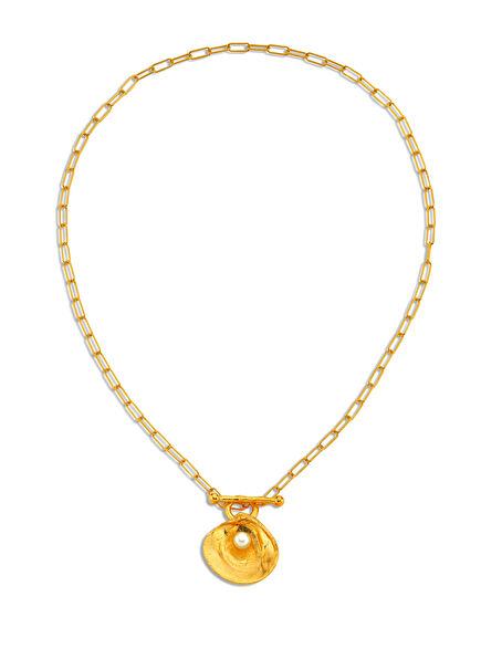 Oyster Pearl Chained River Gold-Plated Necklace