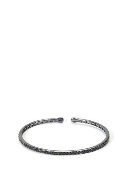 Black Stone Fancy Bangle Erkek Gümüş Bileklik