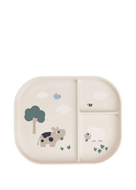 Tiny Farm Beige Non-Slip Base Partition Kids Plate