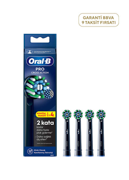 Pro Cross Action X-Filament 4'lü Siyah Şarjlı Diş Fırçası Yedek Başlığı