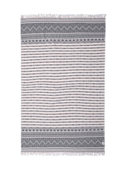 Souq Gri Siyah Pamuklu Keseli Peştemal