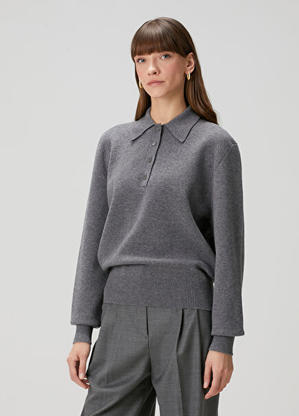Grey Polo Wool Knitwear