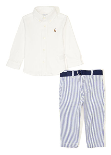 Beyaz Logo Nakışlı Unisex Bebek 2li Set