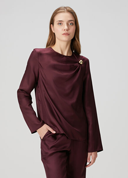 Azae plum silk blouse