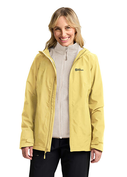 Moonrise 3in1 Sarı Kapüşonlu Kadın Outdoor Mont