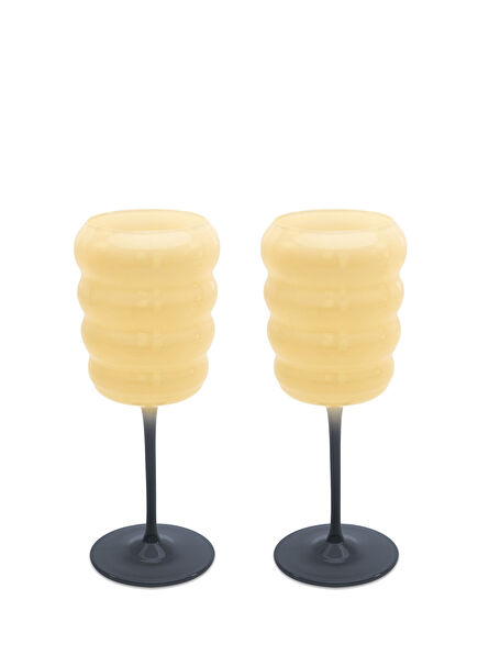 Monterey 2-Piece Beige Blue Glass Cocktail Set