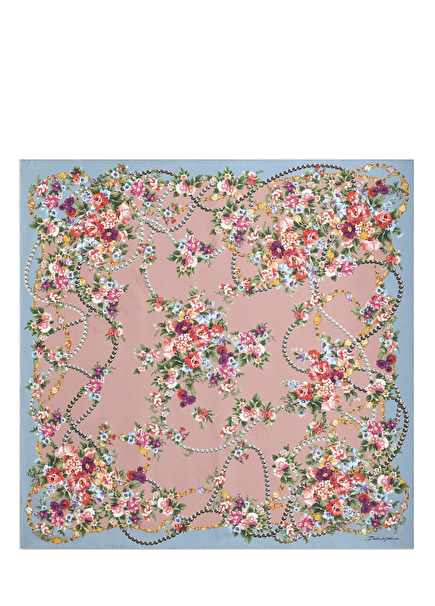 Blue Pink Women's Silk Scarf