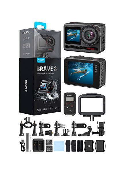 Brave 8 4K/60FPS 48MP Wi-Fi Dual Screen Aksiyon Kamerası ve Aksesuar Seti