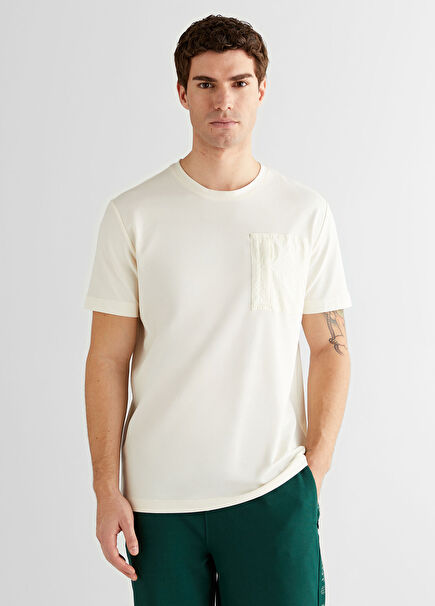 Cream Regular Fit Crew Neck Short Sleeve Men's T-Shirt