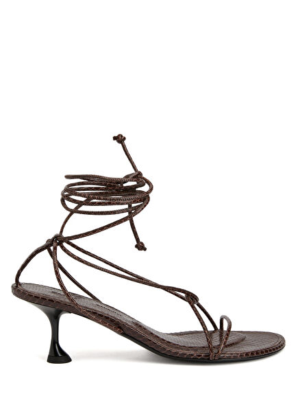 Brown Heeled Leather Sandals