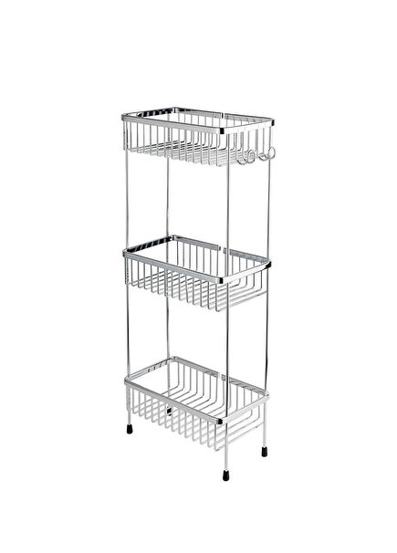 Krom Rengi 3'lü Ayaklı Duş Rafı