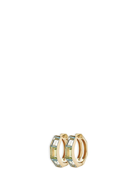 Infinite Glitz London Blue Topaz and Peridot Stone 14 Carat Gold Women's Earrings