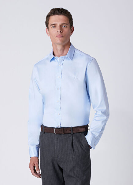 Comfort Fit Açık Mavi Poplin Gömlek