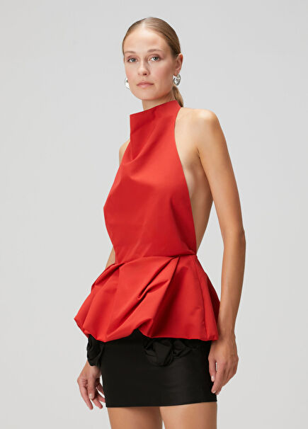 Kırmızı Poplin Bluz