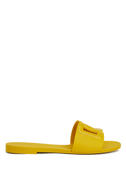 Yellow Women's Leather Beach Slippers