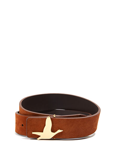 Taba Logo Tokalı Kadın Süet Kemer