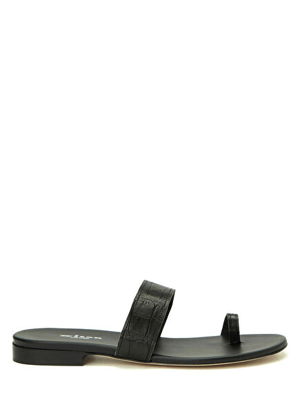 Black Women's Leather Slippers