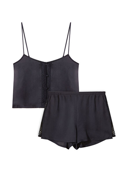 Janet Black Strappy Women's Pajama Set