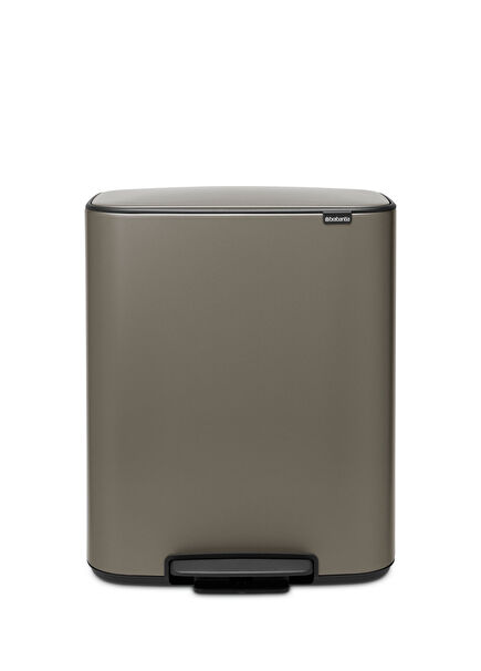 BO Platinum İki Bölmeli Gri Çelik Pedallı Çöp Kovası 2 x 30 Lt