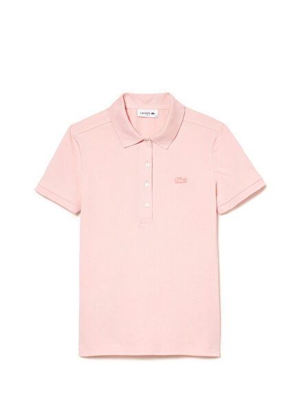 Slim Fit Pink Polo Collar Women's T-Shirt