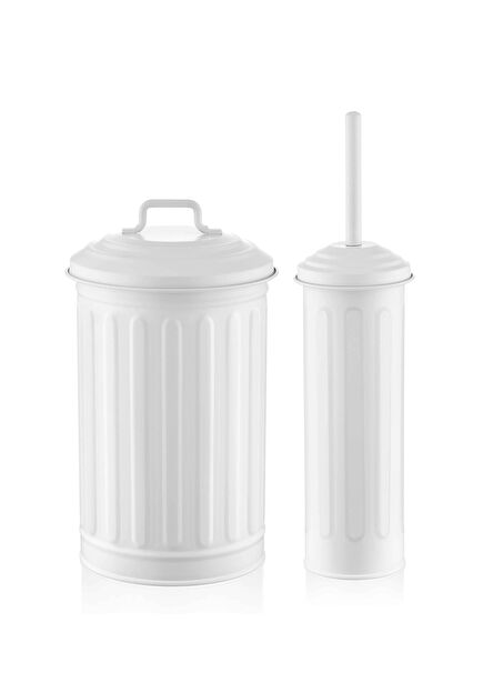 White Trash Can 5 lt and Toilet Brush Set