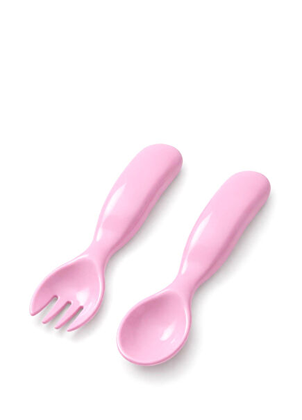 Pembe 6 Ay+ Eğitici Ergonomik Bebek 2'li Mama Kaşık Çatal Seti