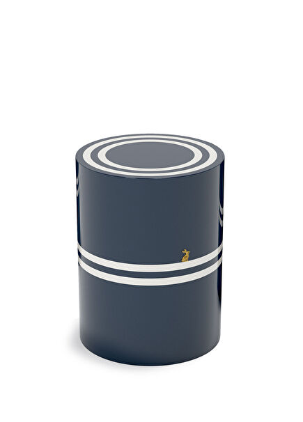 Lacivert Beyaz Ahşap Lake Yan Sehpa