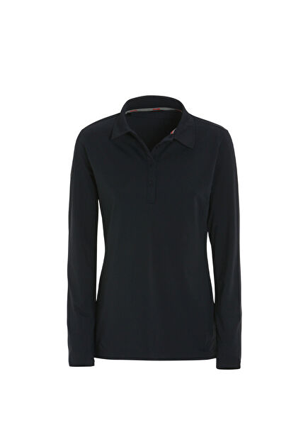 Ws Tech Pique Ls Lacivert Polo Yaka Uzun Kollu Kadın T-Shirt