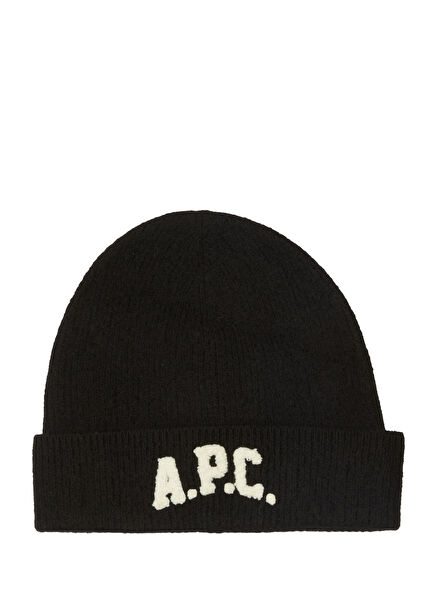 Black Logo Men's Wool Beanie
