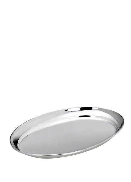Oval Flat Deep Silver Plexi Serving Tray 22.5 cm
