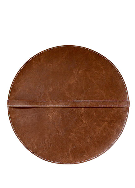 Tan Leather 4-Piece Napkin Ring and 4-Piece Round Placemat 36 cm