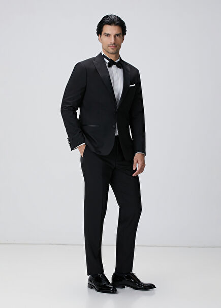 Black Wool Blend Tuxedo Suit