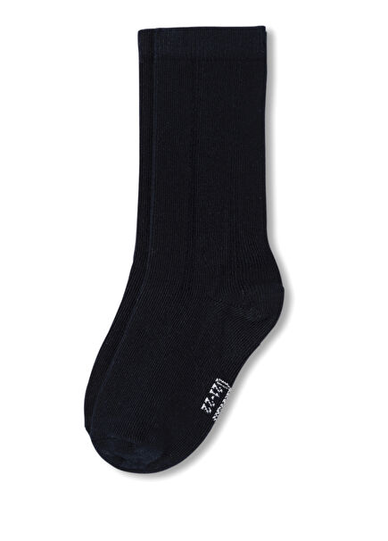 Lacivert İnce Örgü Kız Bebek Yüksek Çorap