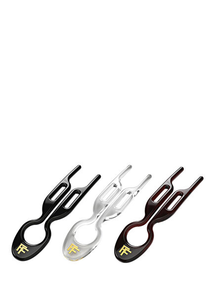 Franchimon Nº 1 Hairpin New York Collection Siyah Transparan ve Kahvarengi 3'lü Kadın Saç Tokası