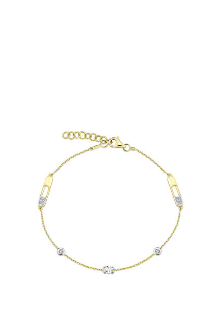 Galaxy Oval Diamond 14K Gold Women's Chain Bracelet