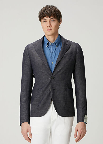 Navy Blue Wool Jacket