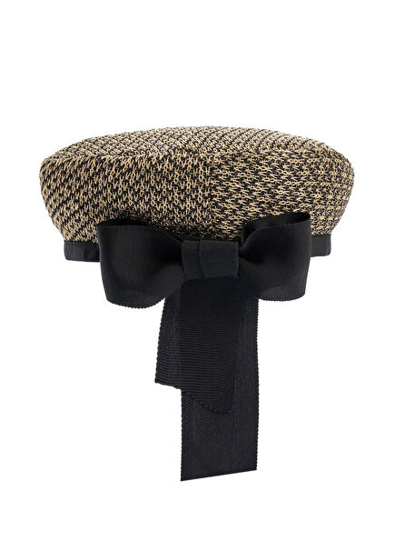 Sheila İri Fiyonklu Kadın Beret Şapka