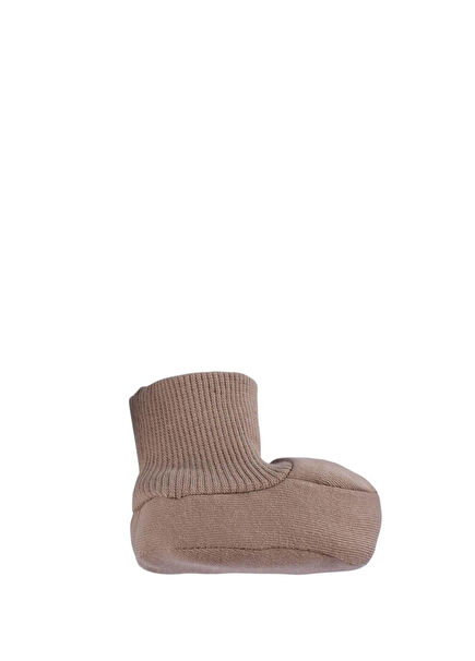 Brown Organic Cotton Newborn Booties