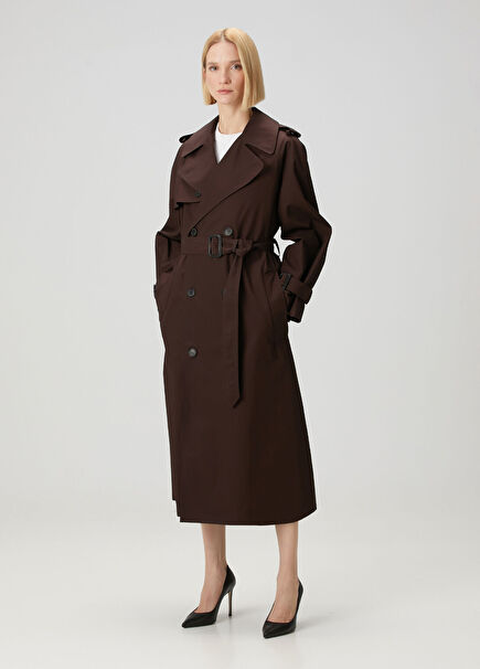 Brown Double-Breasted Trench Coat