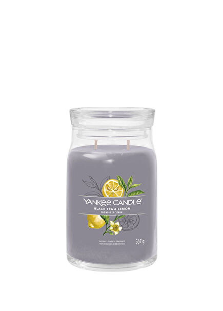 Grey Large Black Tea Lemon Candle