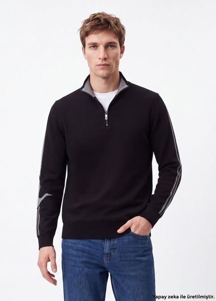 Black Goose Jacquard Sweater